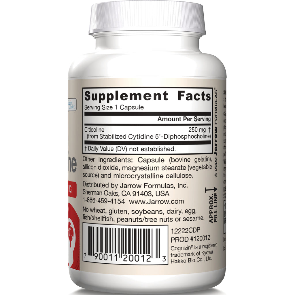 JR079 | Back label showing Supplement Facts panel, serving size 1 capsule, ingredients and barcode on white supplement bottle - Thumbnail