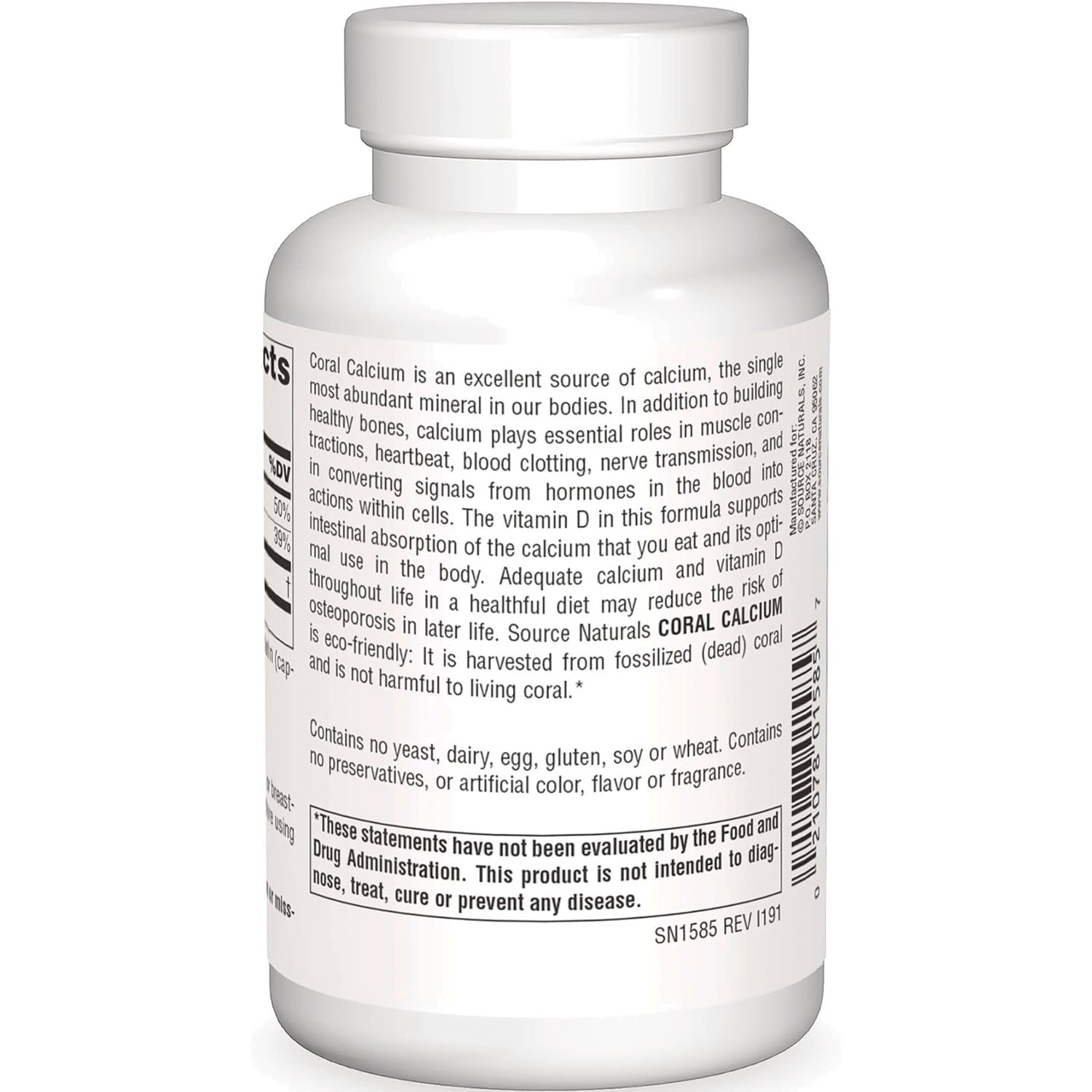 SN286 | Supplement bottle back label with product description, warnings, and barcode