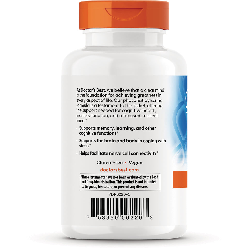 DB142 | Back of white supplement bottle showing product claims, Gluten Free Vegan, doctorsbest.com and barcode - Thumbnail