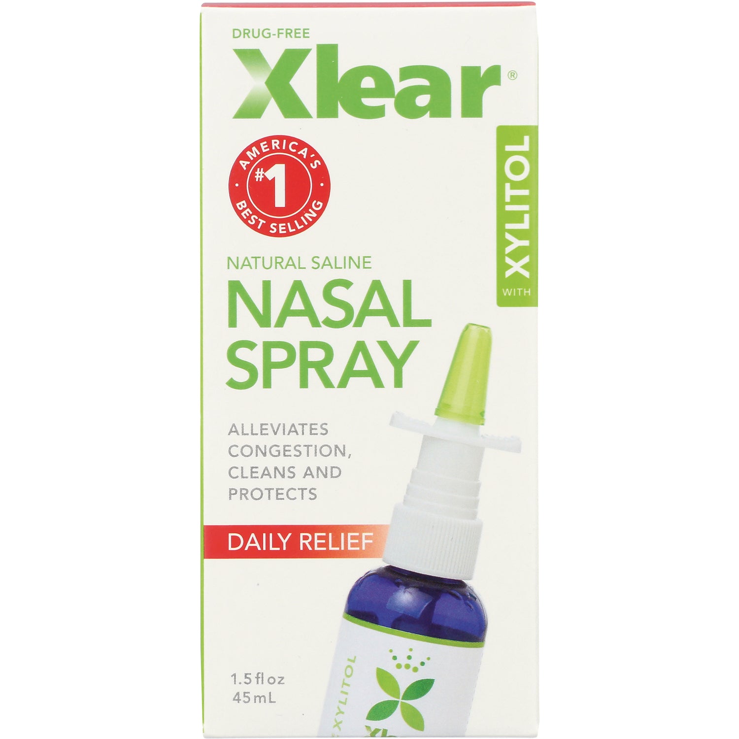 XL001 | Xlear Natural Saline Nasal Spray with Xylitol box, Daily Relief, 1.5 fl oz