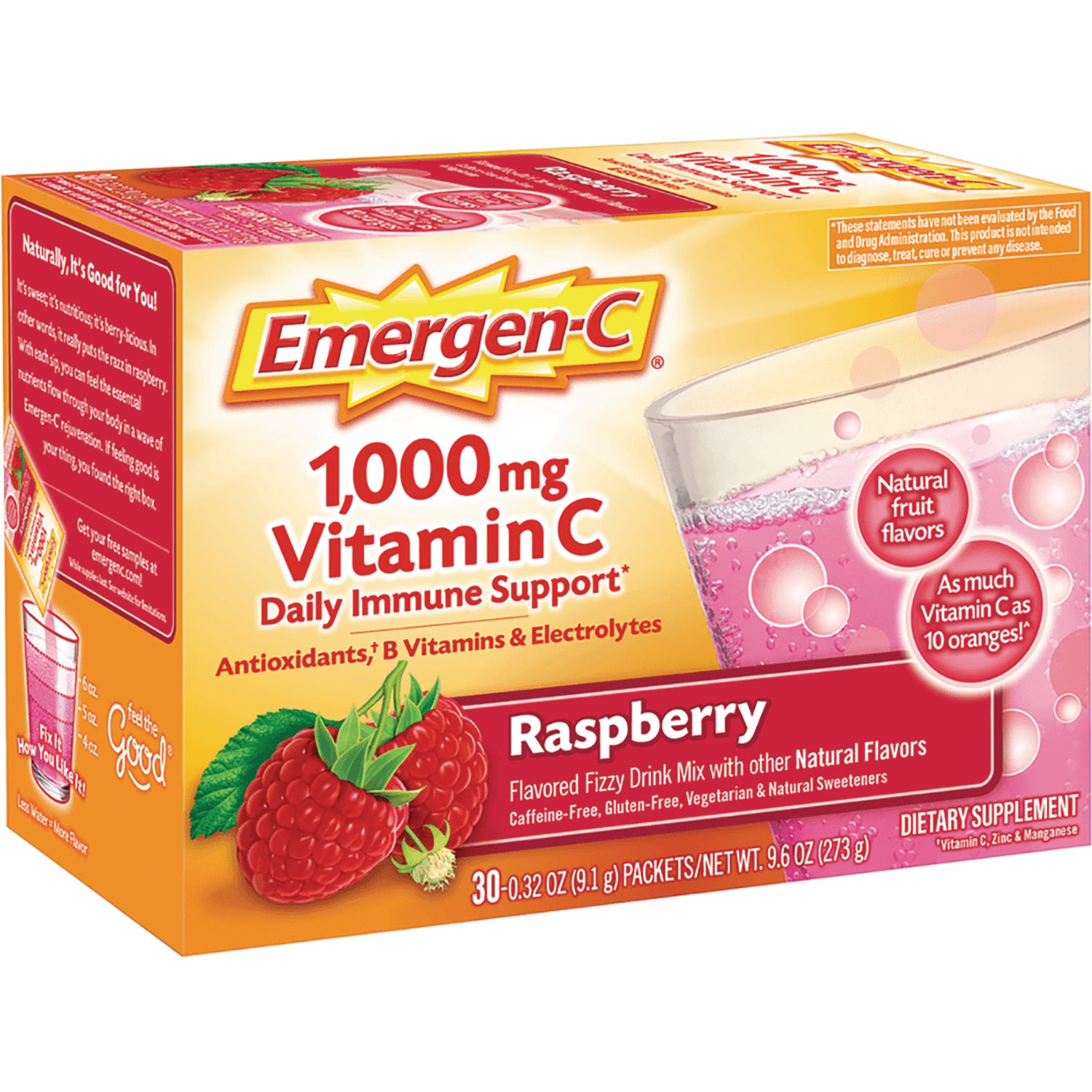 AC114 | Emergen-C Raspberry 1,000 mg Vitamin C daily immune support box, 30 packets