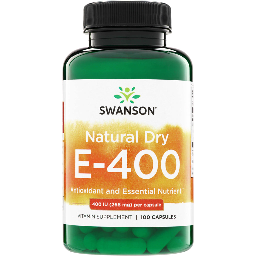 SW131 | Swanson Natural Dry E-400, 400 IU per capsule, vitamin supplement, 100 capsules - Thumbnail