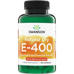 SW131 | Swanson Natural Dry E-400, 400 IU per capsule, vitamin supplement, 100 capsules