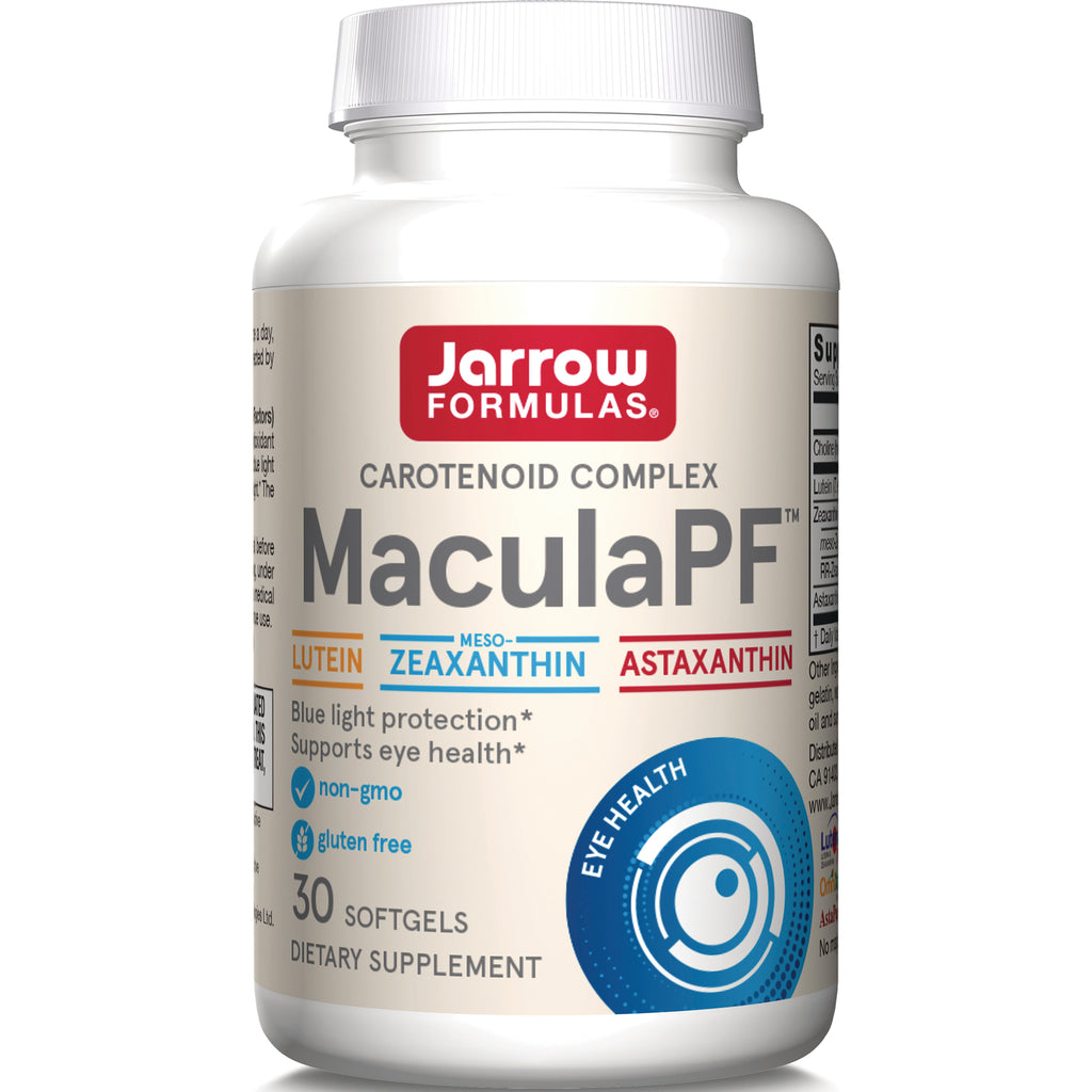 JR325 | Jarrow Formulas MaculaPF carotenoid complex bottle front label showing MaculaPF, lutein, zeaxanthin, 30 softgels - Thumbnail