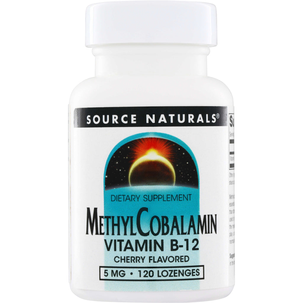 SN354 | Source Naturals Methylcobalamin Vitamin B-12, cherry flavored, 5 mg, 120 lozenges - Thumbnail