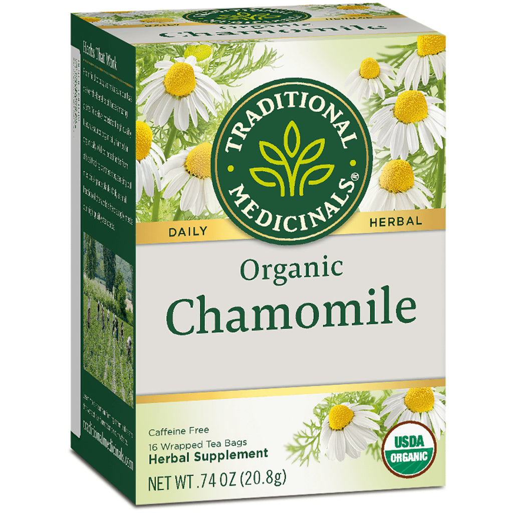 TMD011 | Traditional Medicinals Organic Chamomile tea box, caffeine free, 16 wrapped tea bags, USDA Organic - Thumbnail