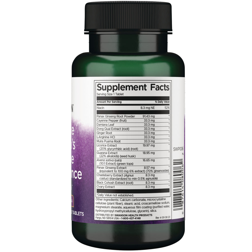 SWP006 | Supplement Facts panel, serving size 1 tablet, ingredients and amounts per serving with daily values - Thumbnail