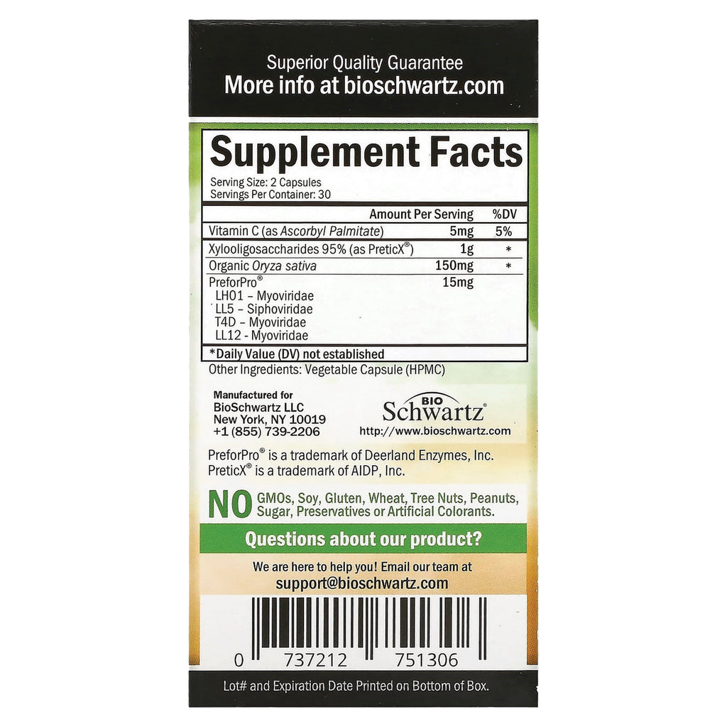 BSZ023 | Back of supplement box showing Supplement Facts panel, ingredient list, manufacturer info and barcode - Thumbnail