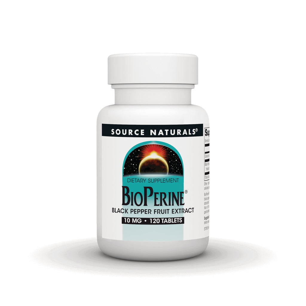 SN477 | Source Naturals BioPerine black pepper fruit extract, 10 mg, 120 tablets - Thumbnail