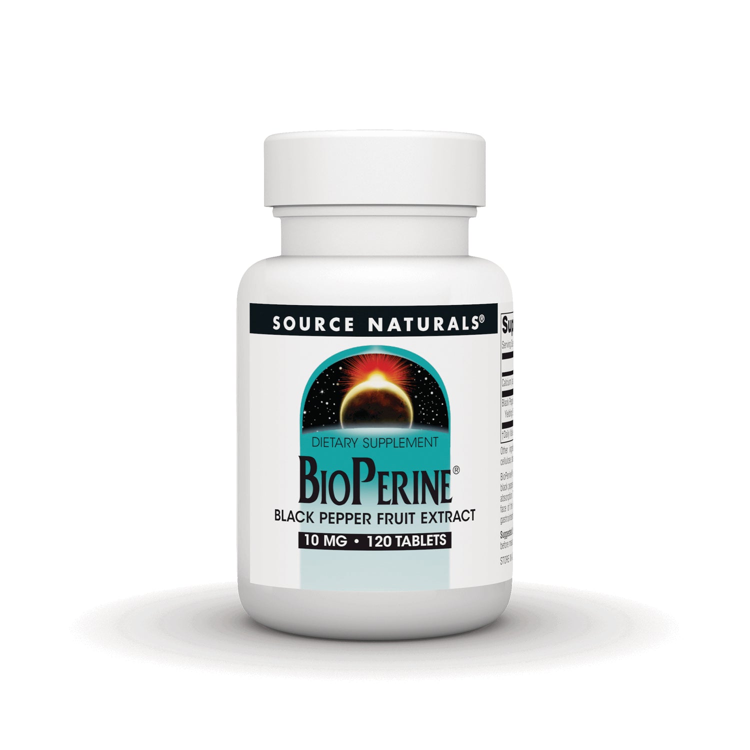 SN477 | Source Naturals BioPerine black pepper fruit extract, 10 mg, 120 tablets