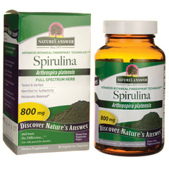 NAT170 | Nature's Answer Spirulina 800 mg box and amber bottle dietary supplement 90 vegetarian capsules