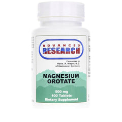 ADR009 | Advanced Research Magnesium Orotate 500 mg, 100 tablets dietary supplement bottle, front label