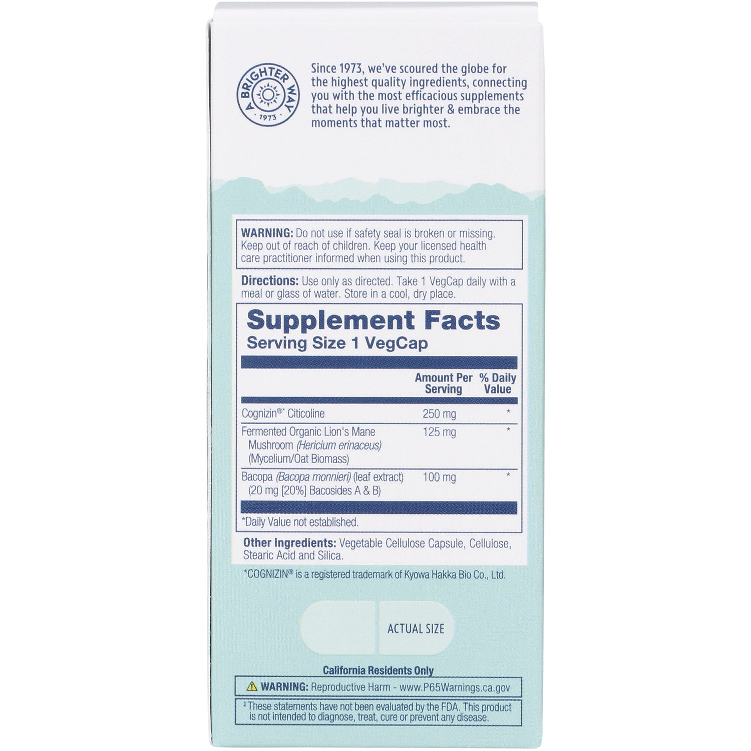 SLR490 | Back label with Supplement Facts, directions, warnings, and actual size capsule graphic