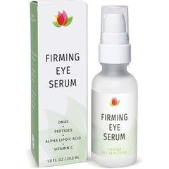 RV025 | Firming Eye Serum pump bottle and matching box labeled FIRMING EYE SERUM