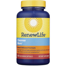 RNL016 | RenewLife Cleanse More herbal & mineral formula bottle, 100 vegetarian capsules dietary supplement
