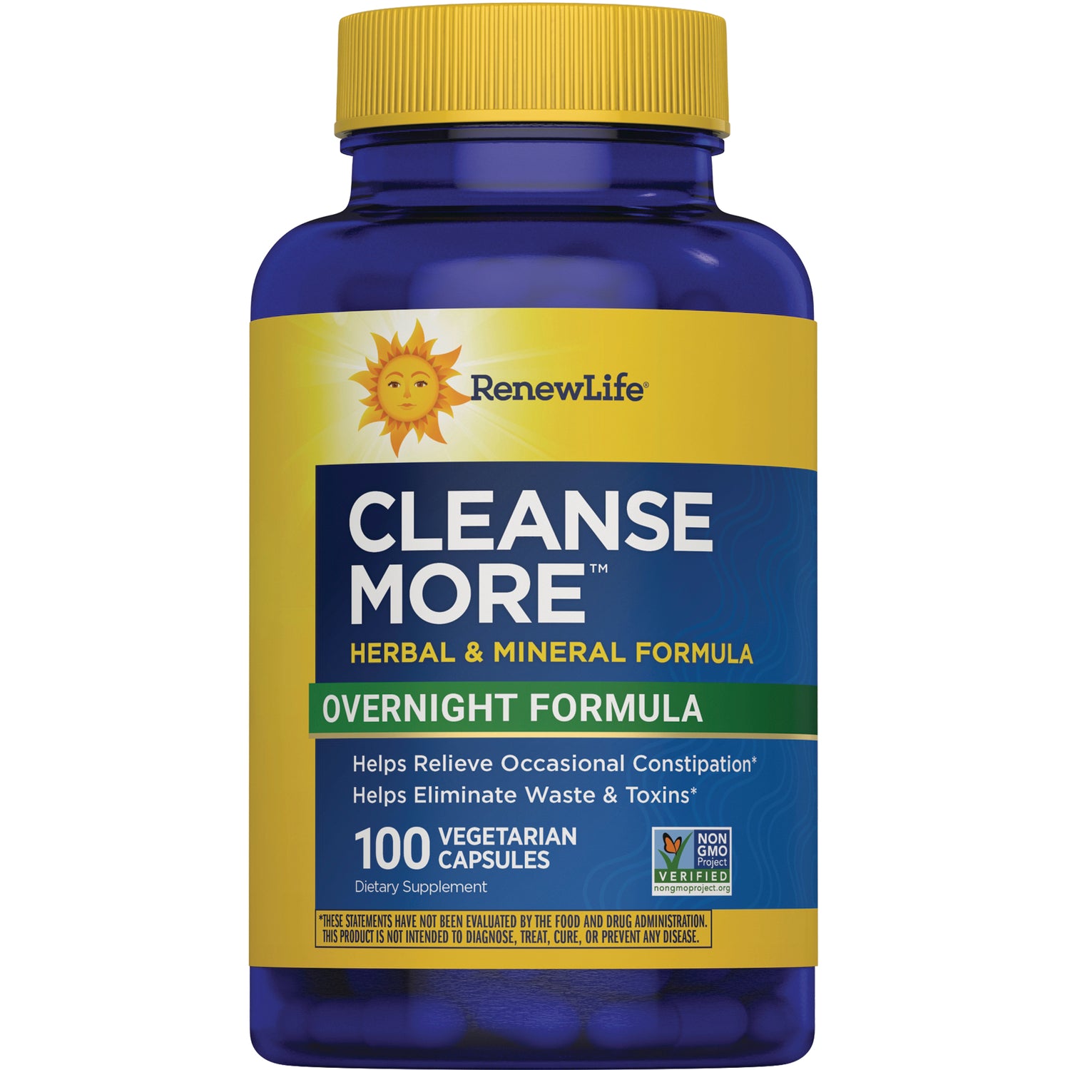 RNL016 | RenewLife Cleanse More herbal & mineral formula bottle, 100 vegetarian capsules dietary supplement