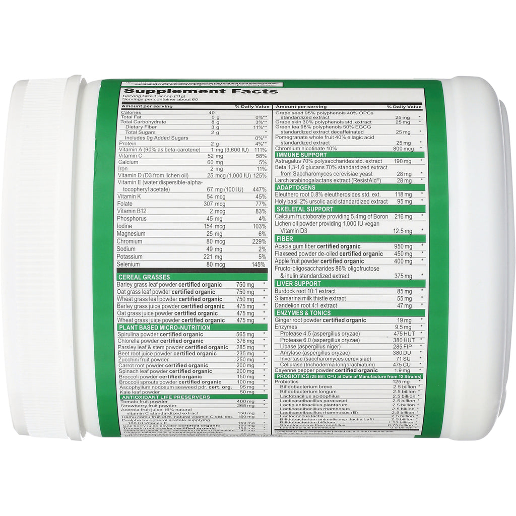 VH001 | Back label showing Supplement Facts panel, ingredients, and nutrition information on white tub - Thumbnail