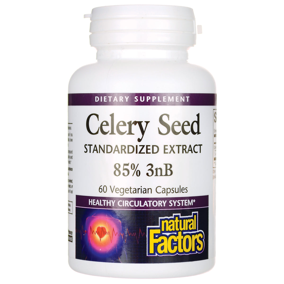 NFC042 | Bottle of Celery Seed standardized extract 85% 3nB, 60 vegetarian capsules, Natural Factors label