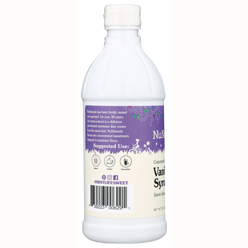 NN060 | Back label of vanilla syrup bottle showing suggested use icons, barcode, and product text - Thumbnail