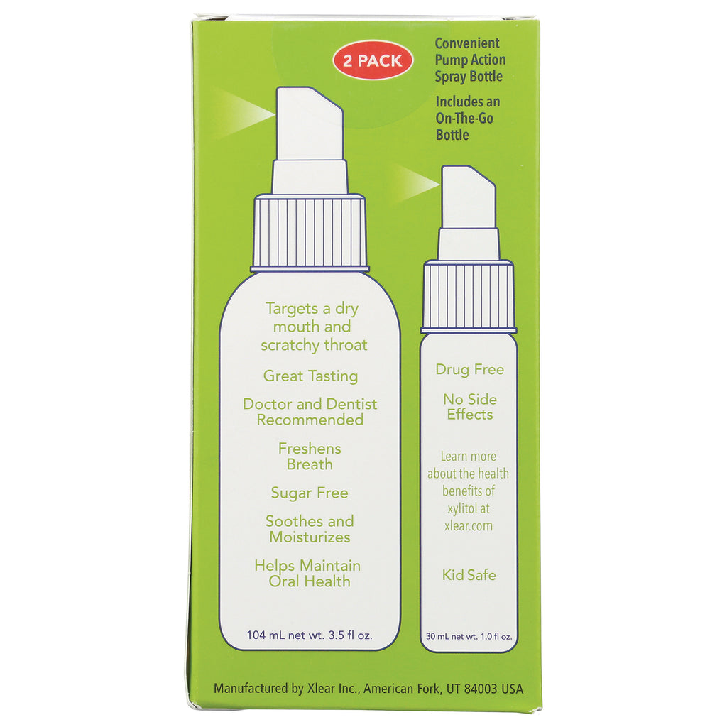 XL026 | Product infographic: 2-pack mouth spray benefitstargets dry mouth, sugar free, drug free, kid safe, travel bottle - Thumbnail