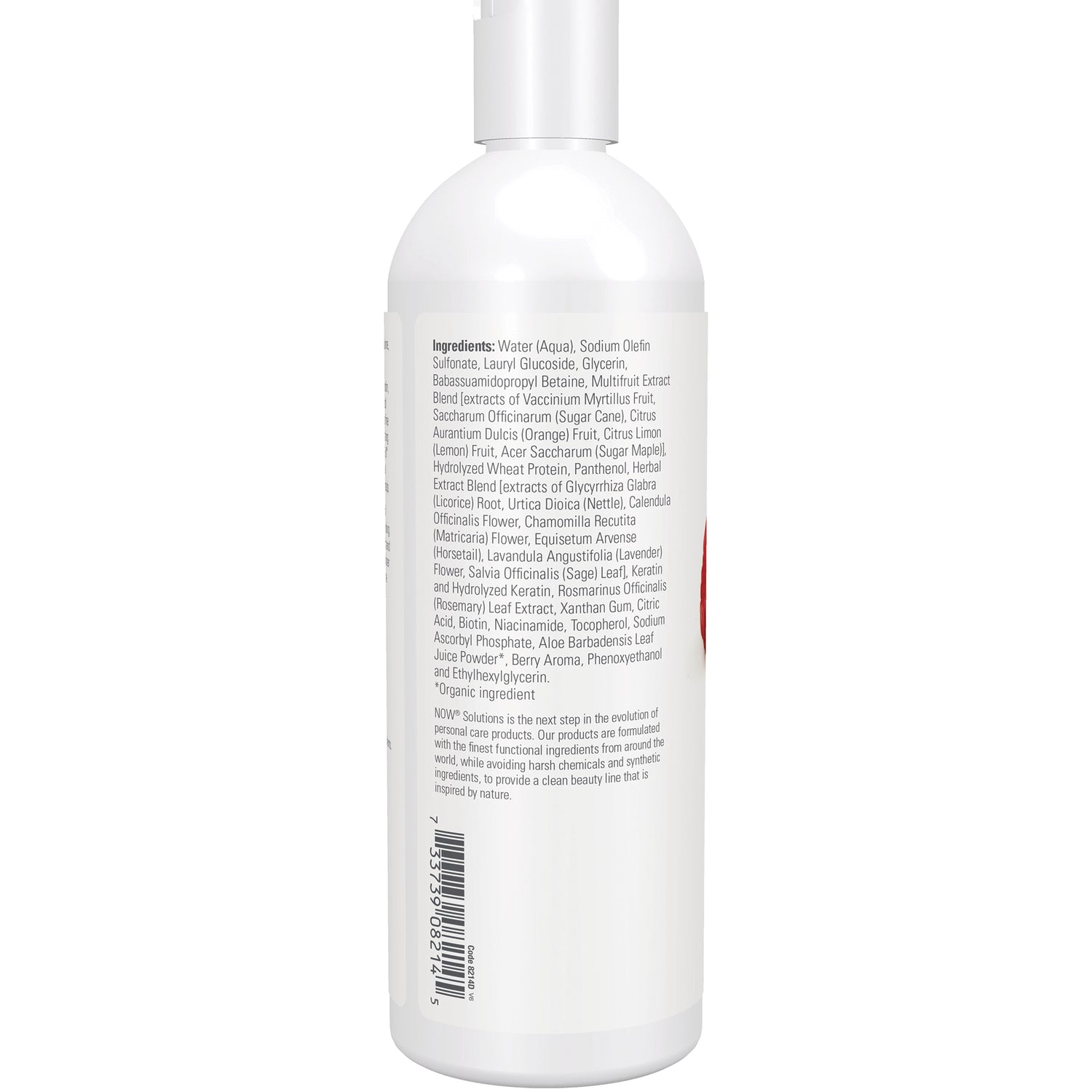 NWF452 | Back of white pump bottle showing ingredient list and barcode