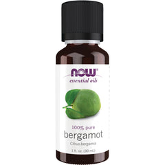 NWF1136 | NOW essential oils bergamot 1 fl oz bottle labeled 100% pure Citrus bergamia
