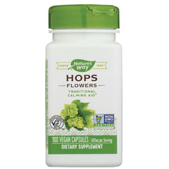 NW937 | Nature's Way HOPS FLOWERS dietary supplement bottle, 100 vegan capsules, green cap