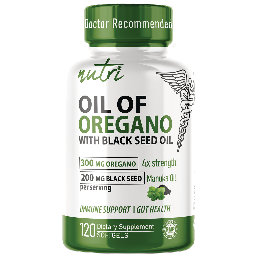 NFU017 | White and green bottle of Nature's Fusions Nutri Oil of Oregano, 120 softgels - Thumbnail