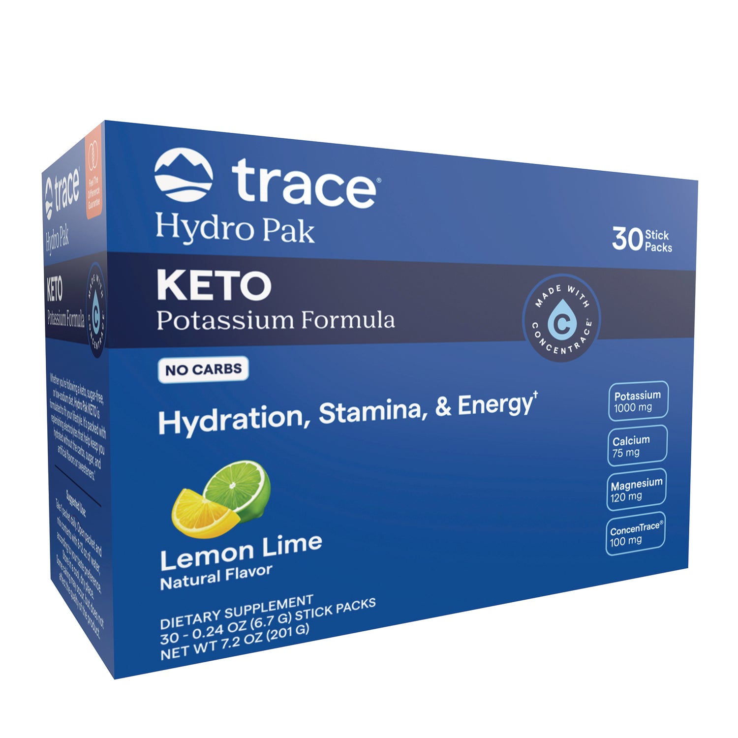 TM174 | Trace Hydro Pak Keto Potassium Formula Lemon Lime, 30 stick packs