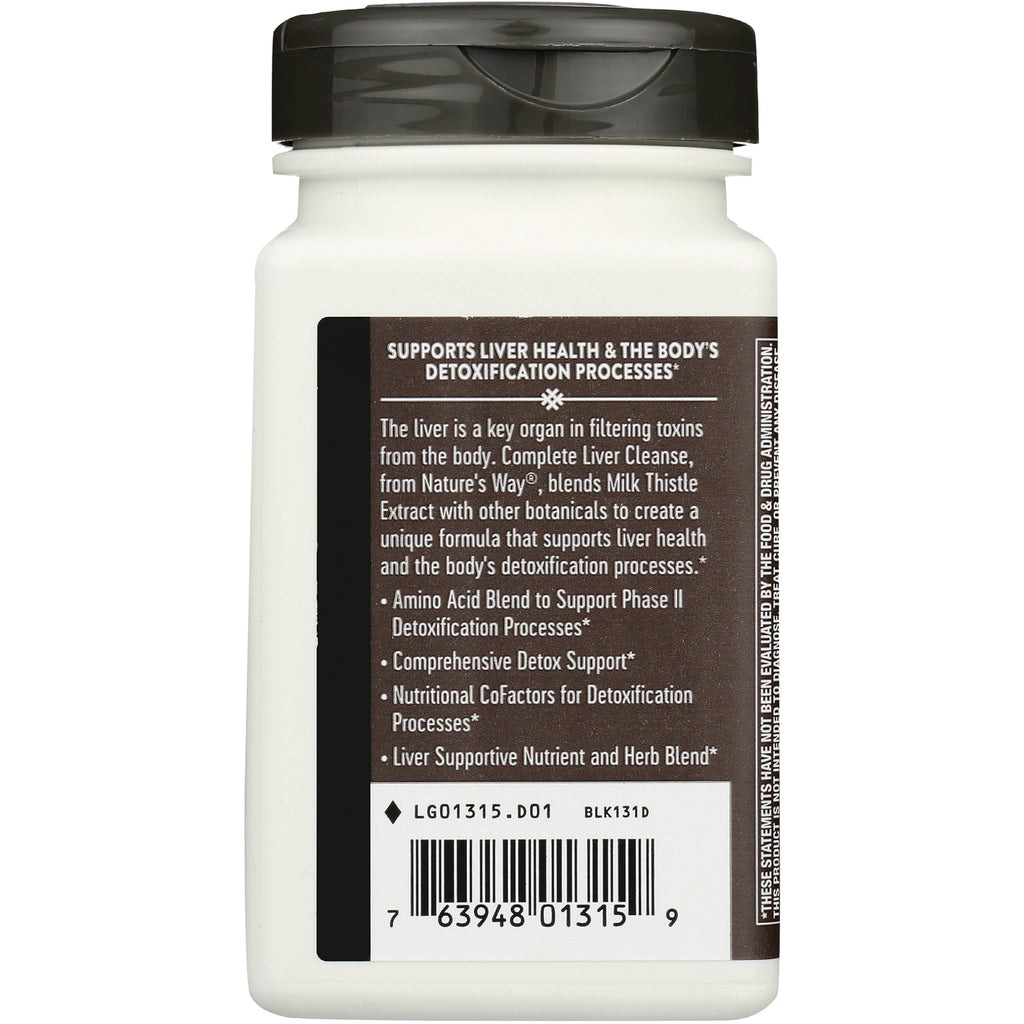 ET335 | back label of white supplement bottle showing liver health claims, bullet-point features and barcode - Thumbnail