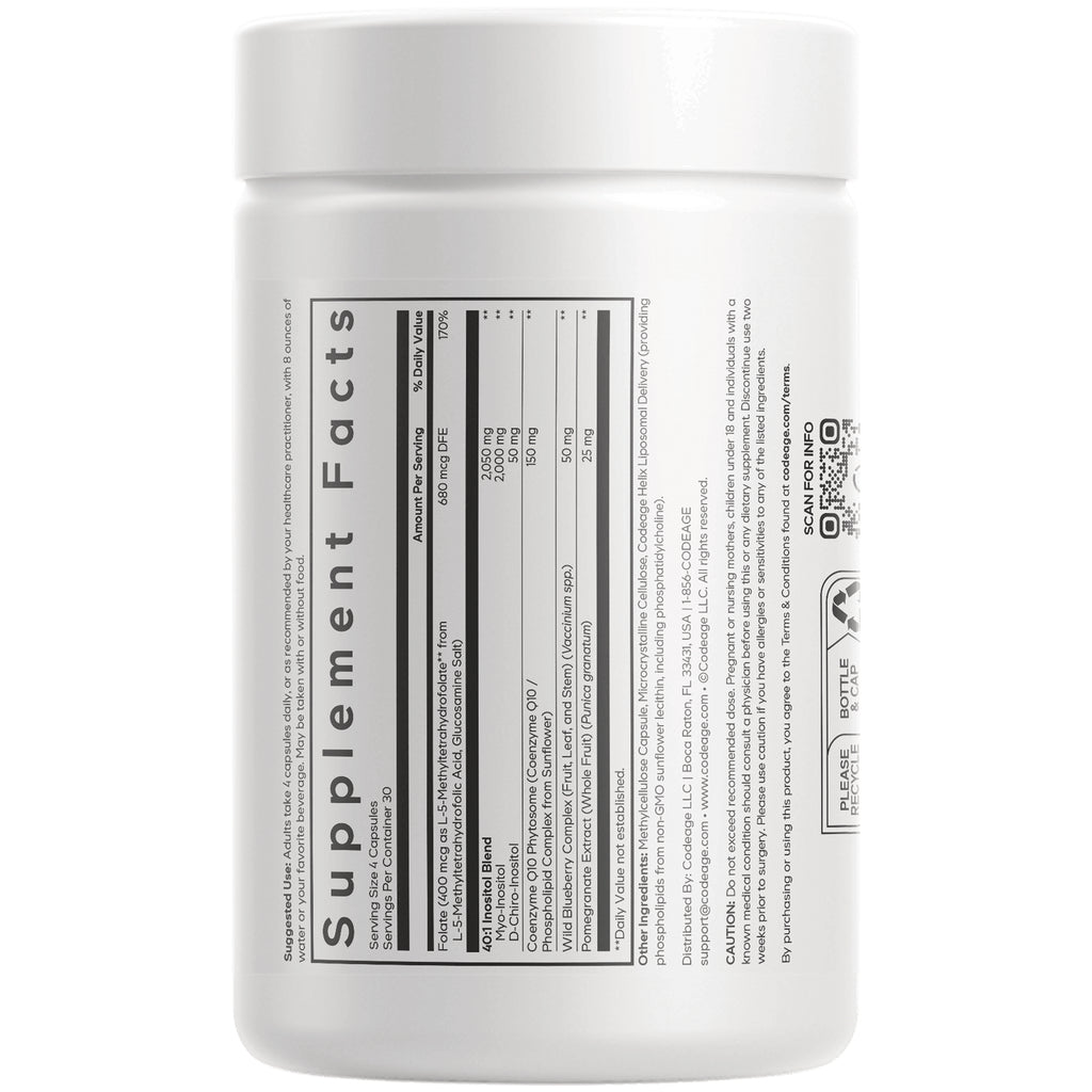 CDG045 | Back label of white supplement bottle showing Supplement Facts panel and ingredient text - Thumbnail