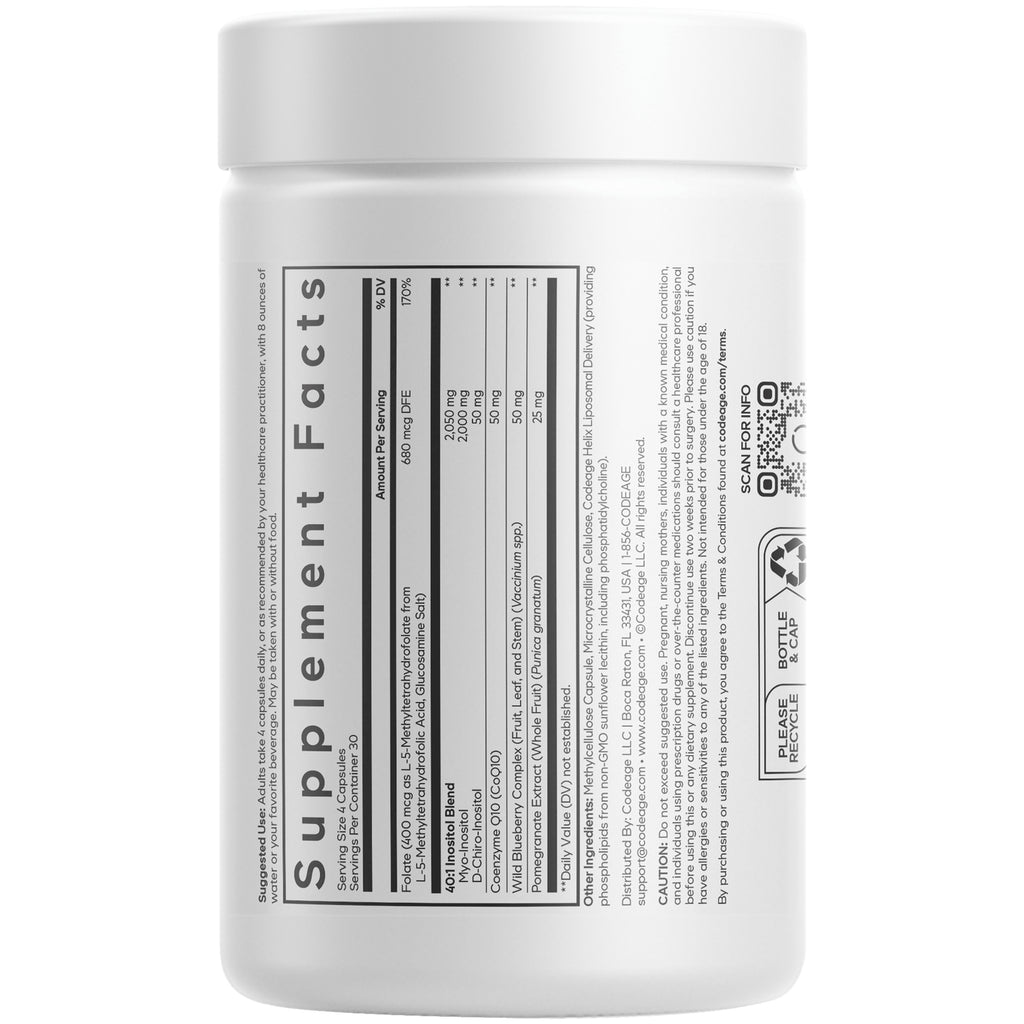 CDG045 | Back label of white supplement bottle showing Supplement Facts panel and ingredient text - Thumbnail