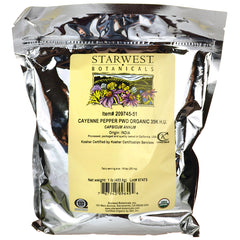 STB009 | Starwest Botanicals Cayenne Pepper Powder Organic 35K H.U., 1 lb bag front