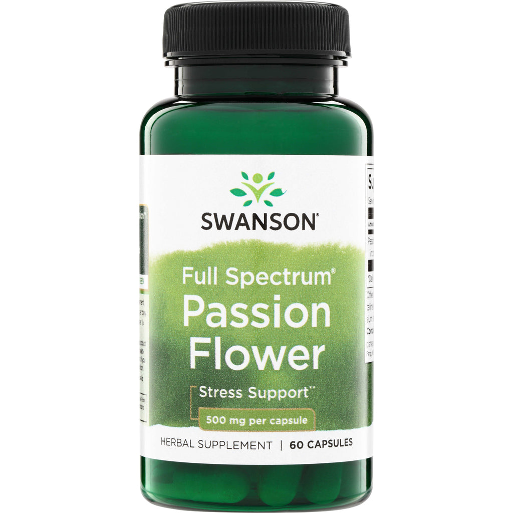 SW1143 | Swanson Full Spectrum Passion Flower, Stress Support, 500 mg per capsule, 60 capsules bottle - Thumbnail