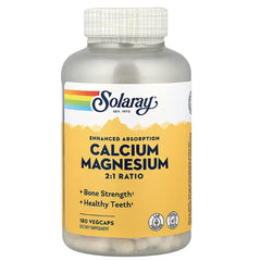 SLR446 | Solaray Enhanced Absorption Calcium Magnesium 2:1 Ratio, 180 VegCaps