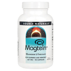 SN546 | Source Naturals Magtein Magnesium L-Threonate 667 mg, 90 capsules bottle front