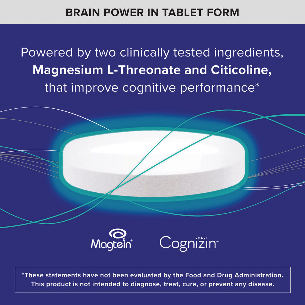QNL015 | Tablet form infographic highlighting magnesium L-threonate and citicoline for cognitive performance - Thumbnail