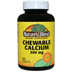 NAB026 | Nature's Blend chewable calcium 500 mg bottle, 100 tablets, yellow label