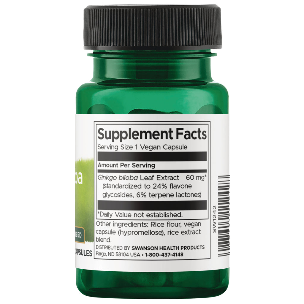 SW1242 | Supplement Facts panel: Ginkgo biloba leaf extract 60 mg - Thumbnail