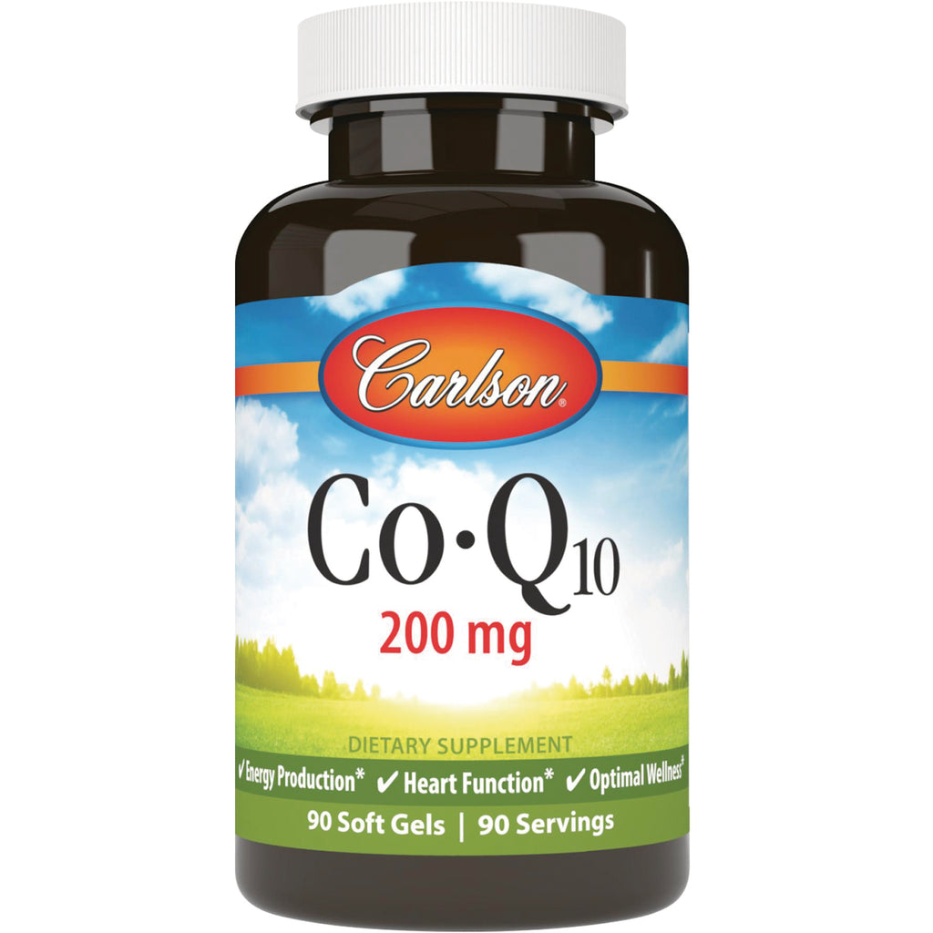 CSN096 | Carlson CoQ10 200 mg brown bottle labeled dietary supplement, 90 soft gels - Thumbnail