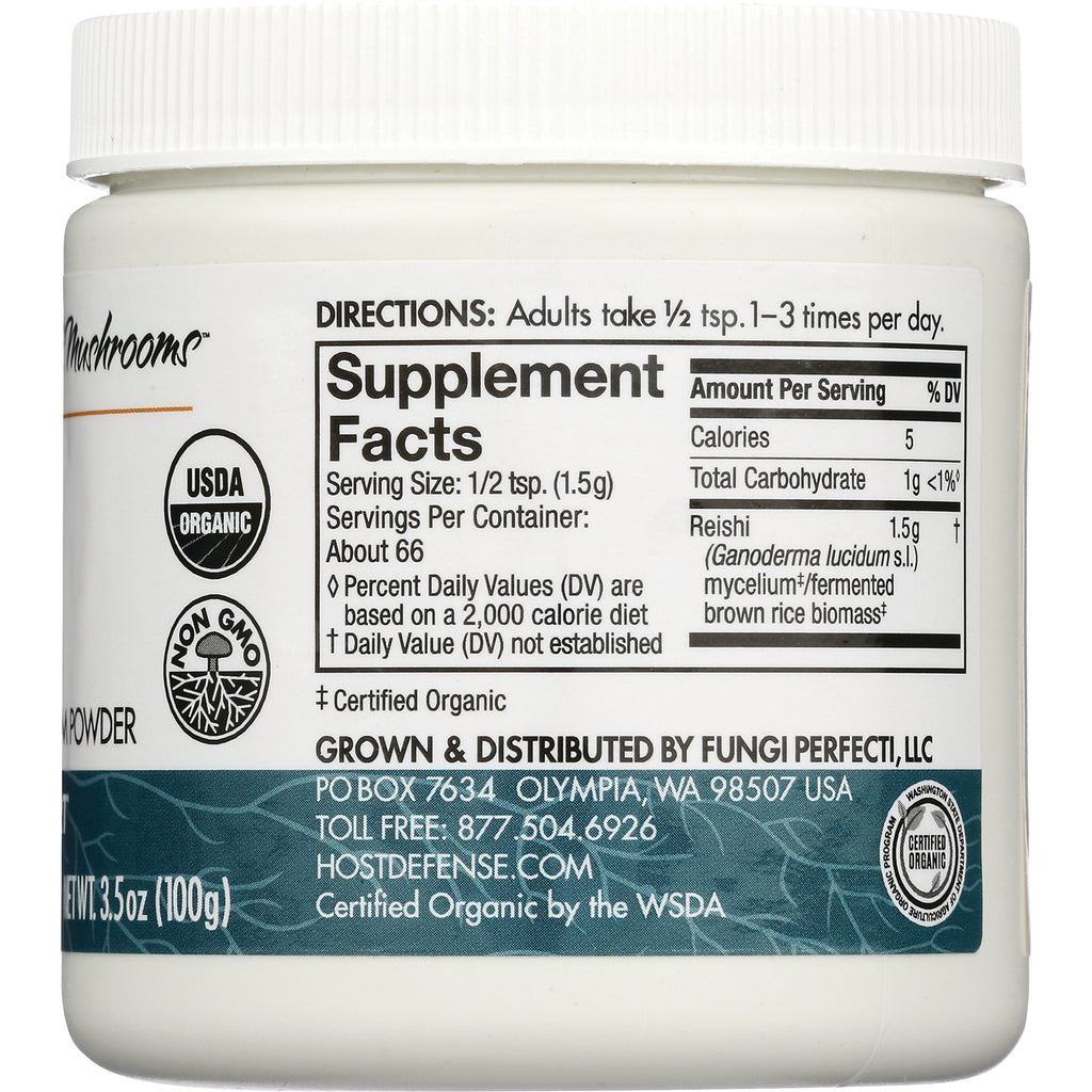 FUN033 | Back of white supplement jar showing Supplement Facts panel, directions, USDA Organic and Non-GMO seals, net wt 3.5 oz - Thumbnail