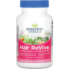 PH059 | Ridgecrest Herbals Hair ReVive herbal and nutritional supplement bottle with 120 capsules, front label visible