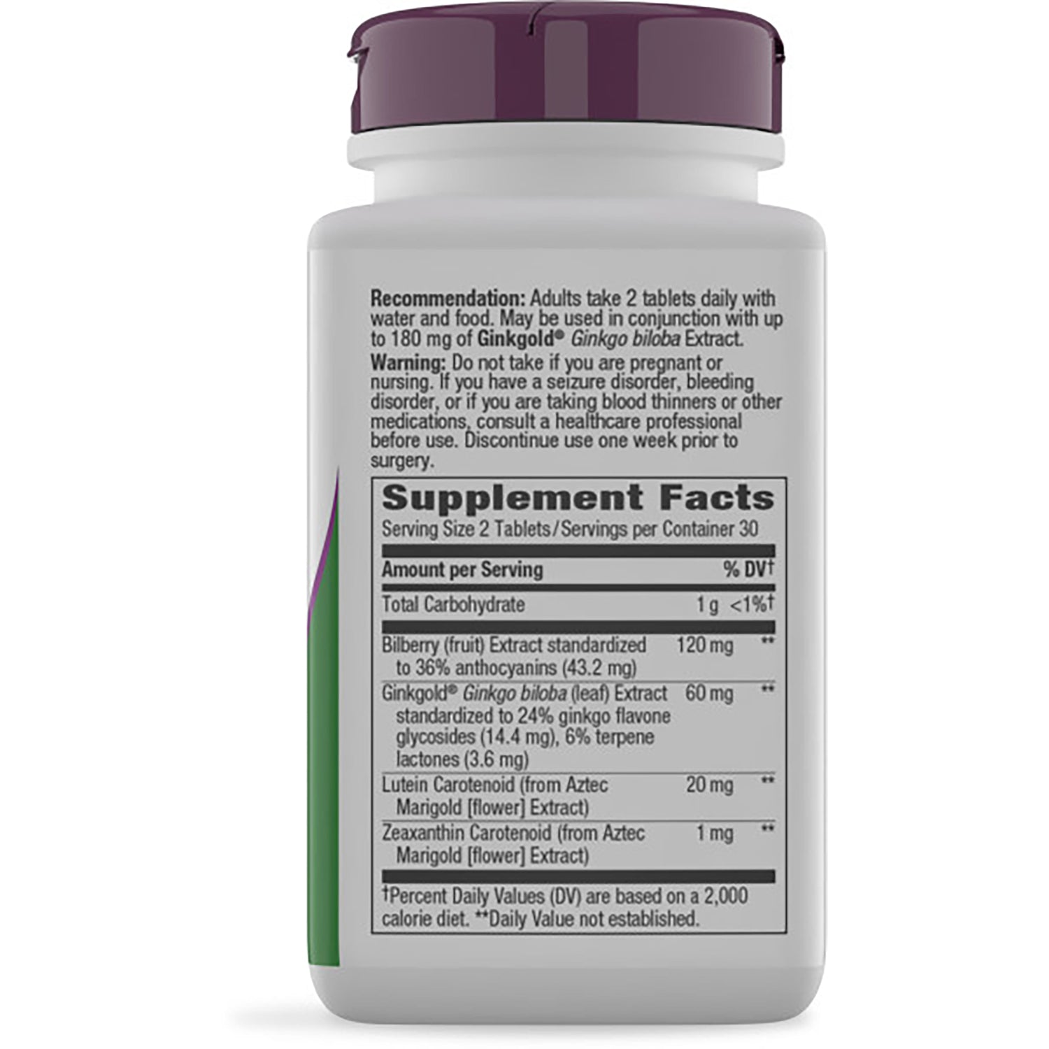 NW681 | Brown supplement bottle back showing Supplement Facts panel and usage warnings