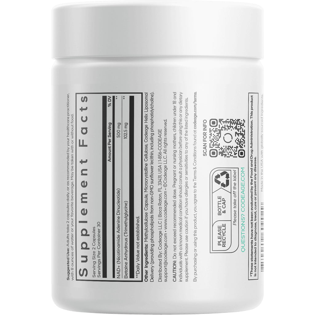 CDG067 | back label showing supplement facts panel, ingredient list, QR code and recycling symbol - Thumbnail