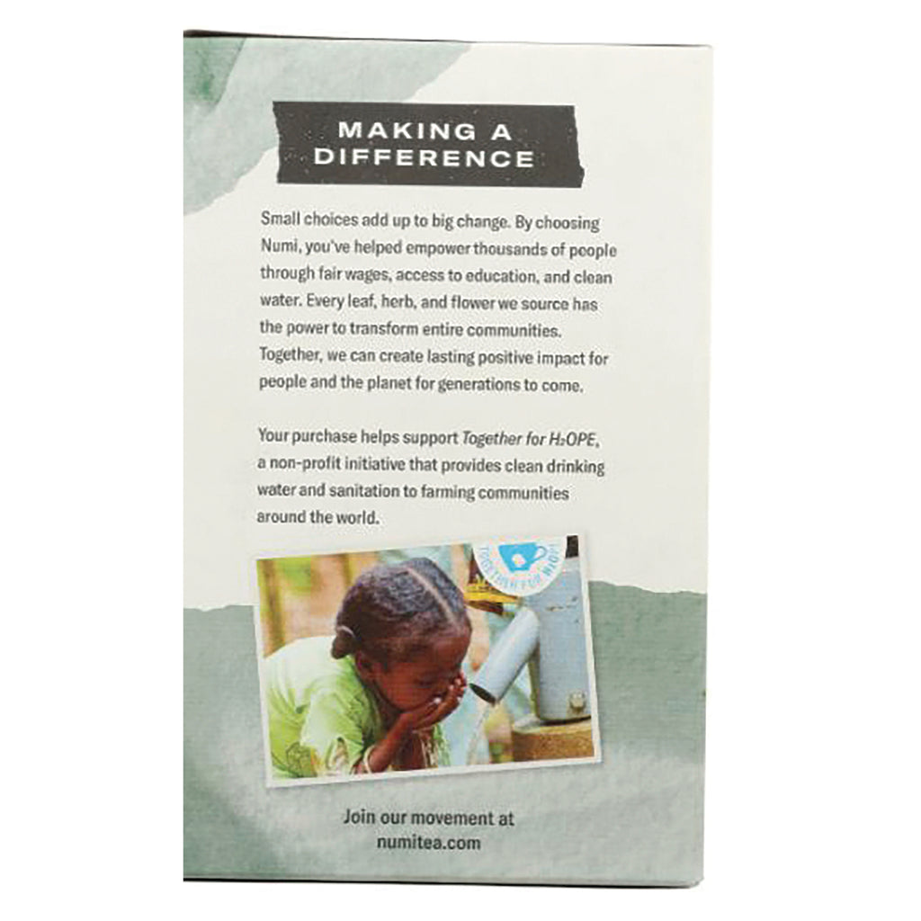 NUM009 | back panel titled MAKING A DIFFERENCE with explanatory text and photo of child drinking from a hand pump - Thumbnail