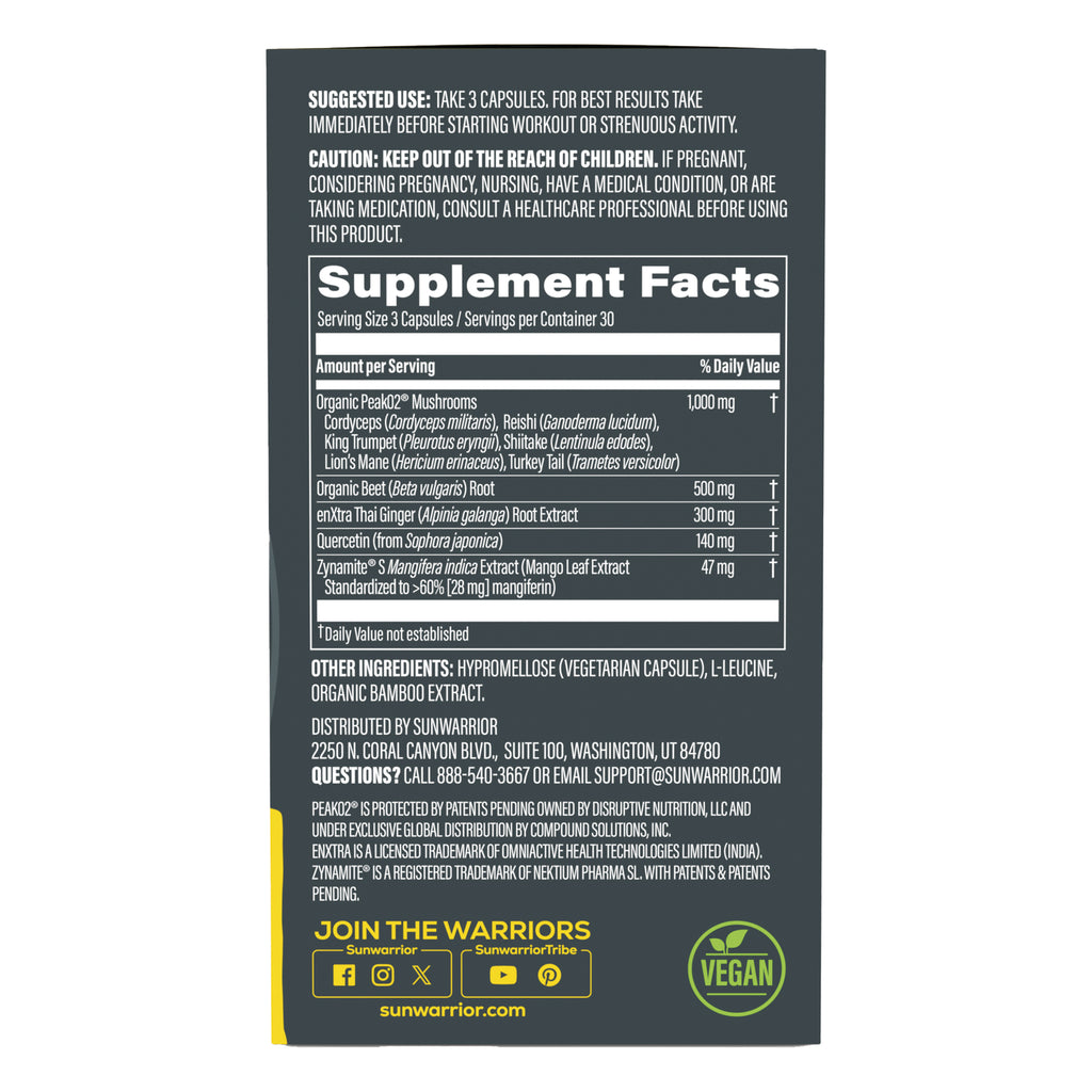 SNW052 | Back panel showing Supplement Facts, ingredients, suggested use, and vegan icon - Thumbnail