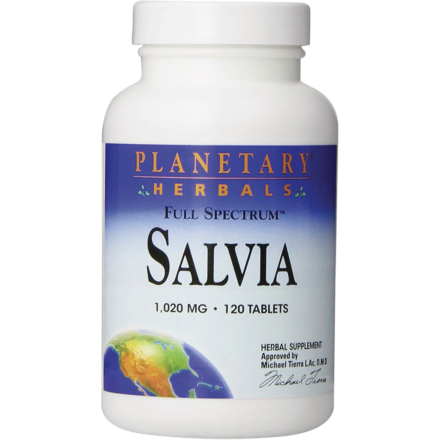 PF173 | Planetary Herbals Salvia full spectrum supplement bottle, 1,020 mg, 120 tablets