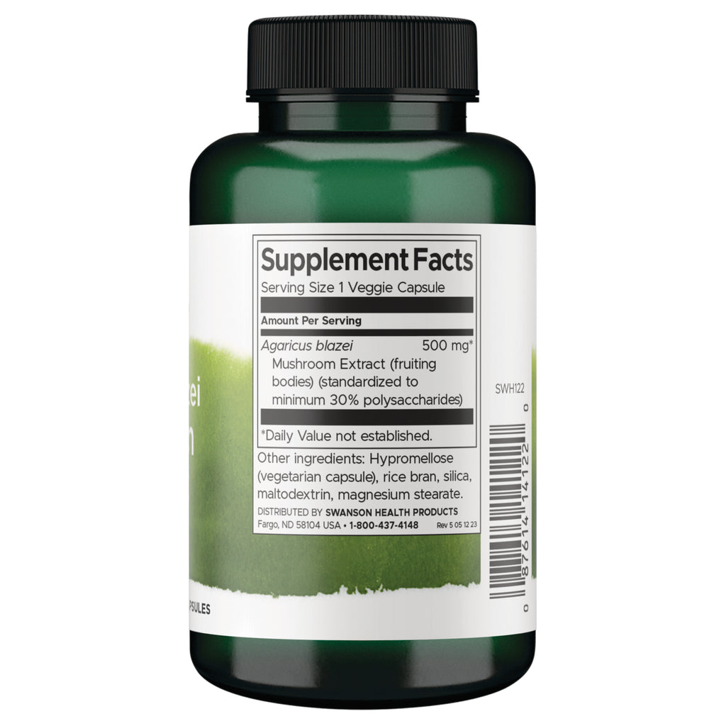 SWH122 | Back label with supplement facts and serving information - Thumbnail