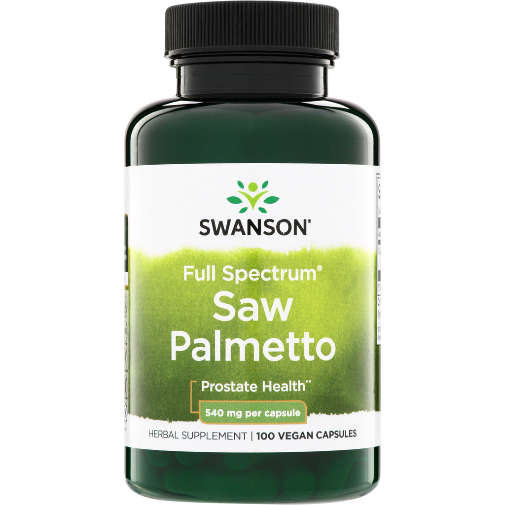 SW909 | Swanson Full Spectrum Saw Palmetto, Prostate Health, 540 mg per capsule, 100 vegan capsules - Thumbnail