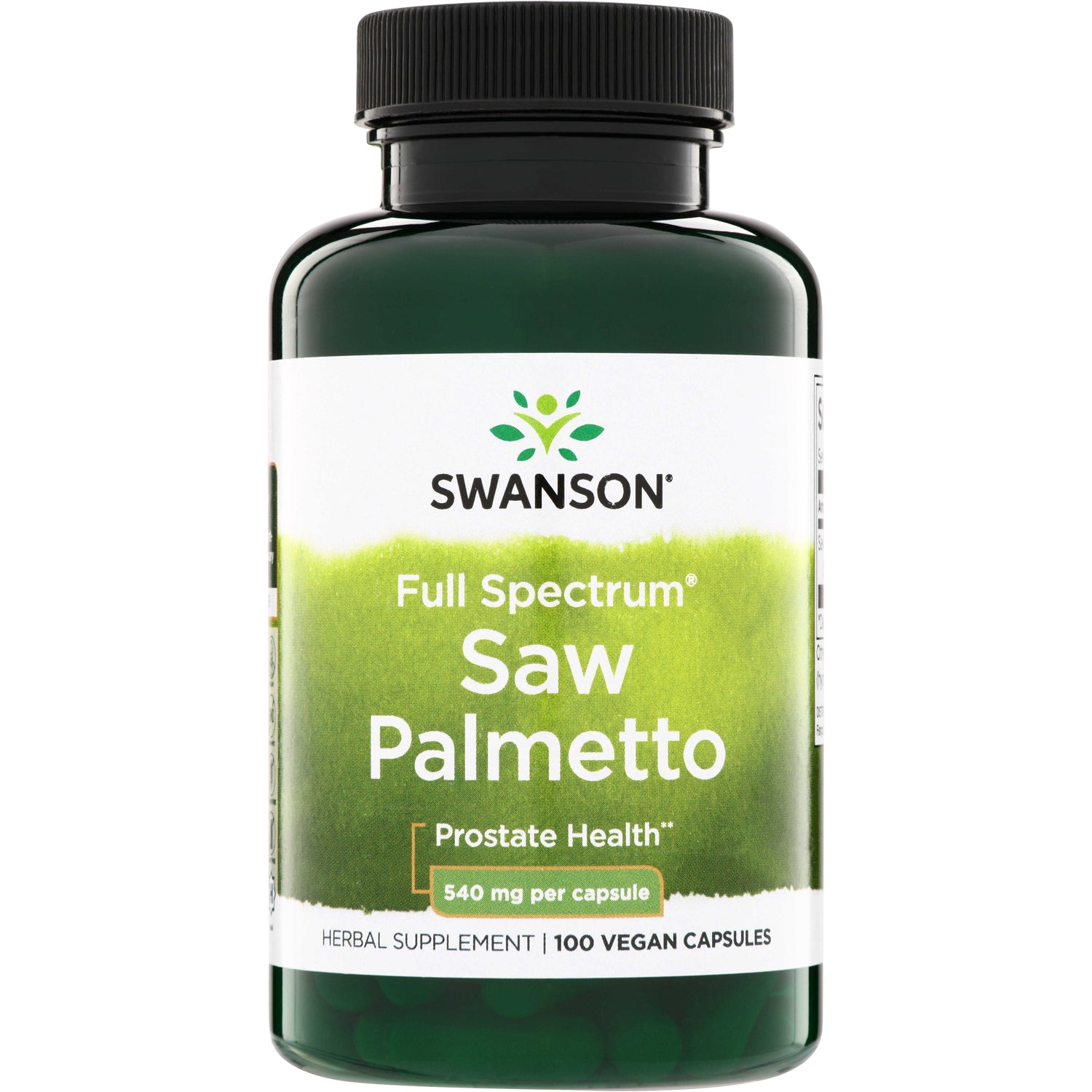 SW909 | Swanson Full Spectrum Saw Palmetto, Prostate Health, 540 mg per capsule, 100 vegan capsules